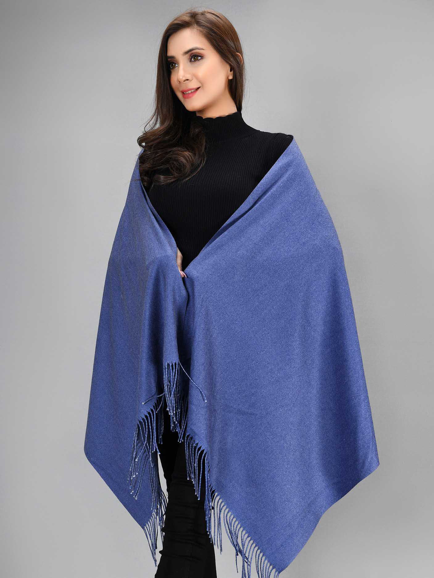 TWO TONED SHAWL - BLUE
